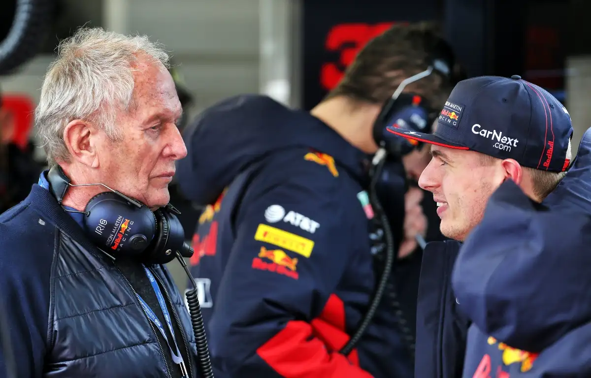 Helmut Marko and Max Verstappen at pre-season testing. Spain February 2020