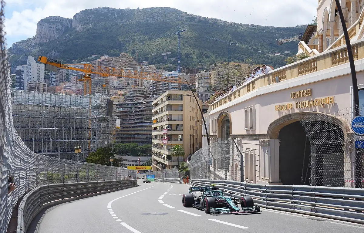 Sebastian Vettel on track at the Monaco Grand Prix. Monaco May 2021