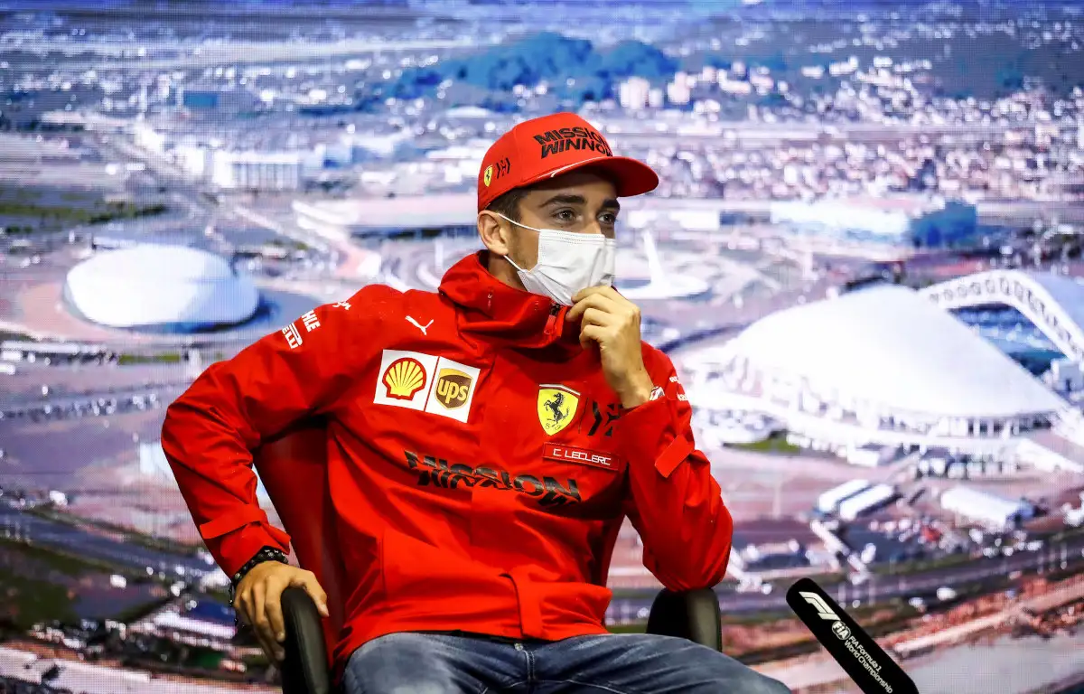 Charles Leclerc speaking in a press conference. Russia September 2021
