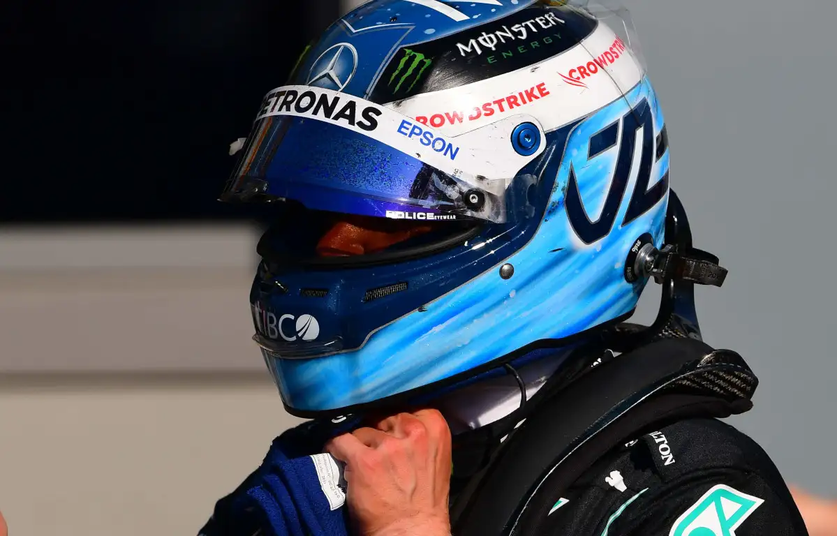 Valtteri Bottas in his bright blue helmet. Italy September 2021