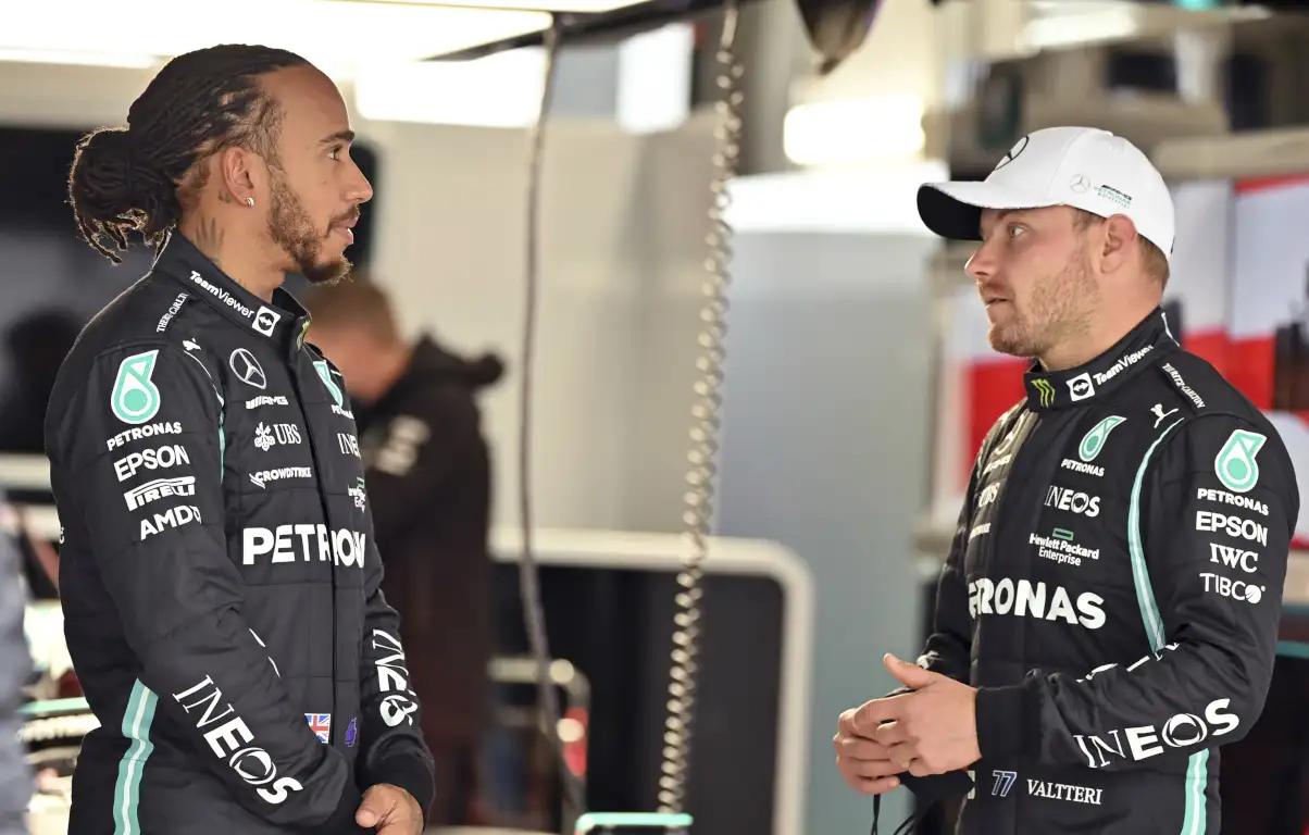 Lewis Hamilton speaking with Valtteri Bottas. Russia September 2021