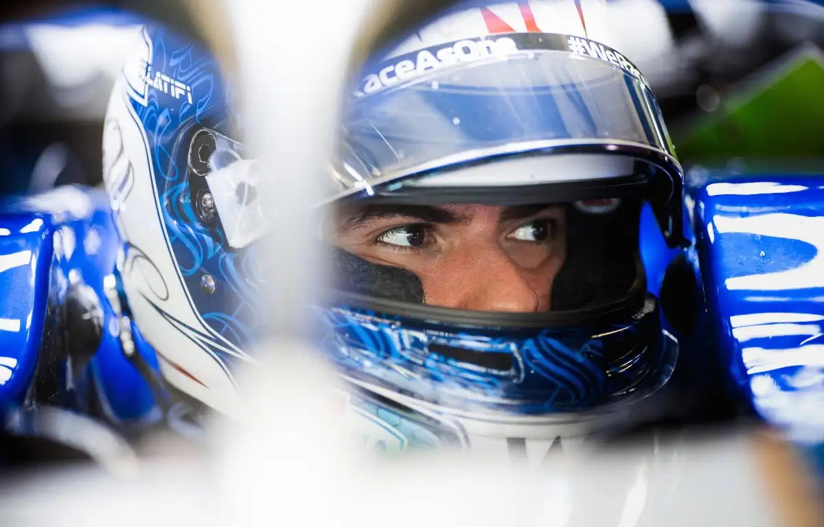 Nicholas Latifi gears up to drive his Williams. September 2021.