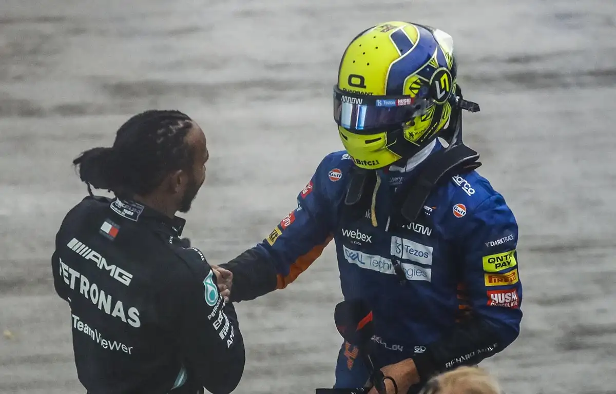Lewis Hamilton with Lando Norris. Sochi September 2021