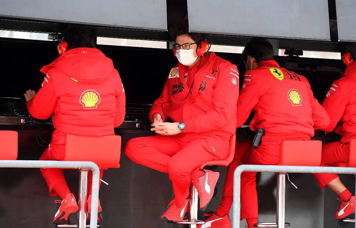 Mattia Binotto on the Ferrari pit wall. Imola April 2021.