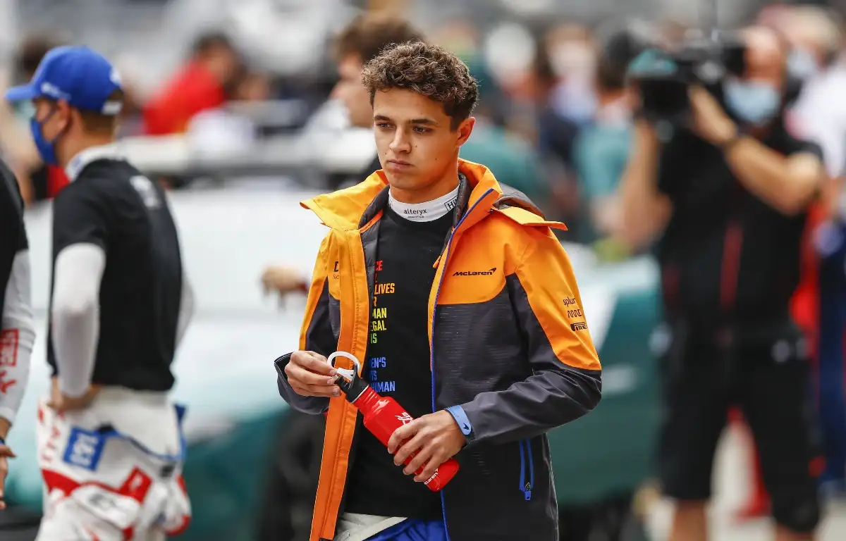 Lando Norris on the grid at Sochi. Russia September 2021