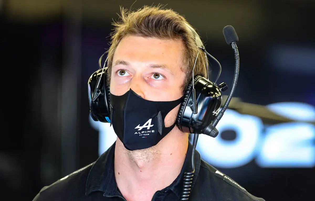 Daniil Kvyat in the Alpine garage.