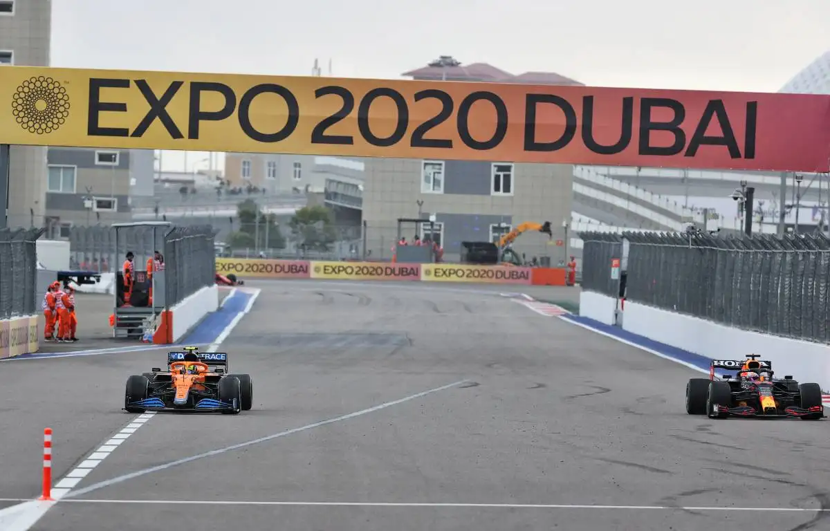 Lando Norris enters the pits during the Russian GP. Sochi September 2021.