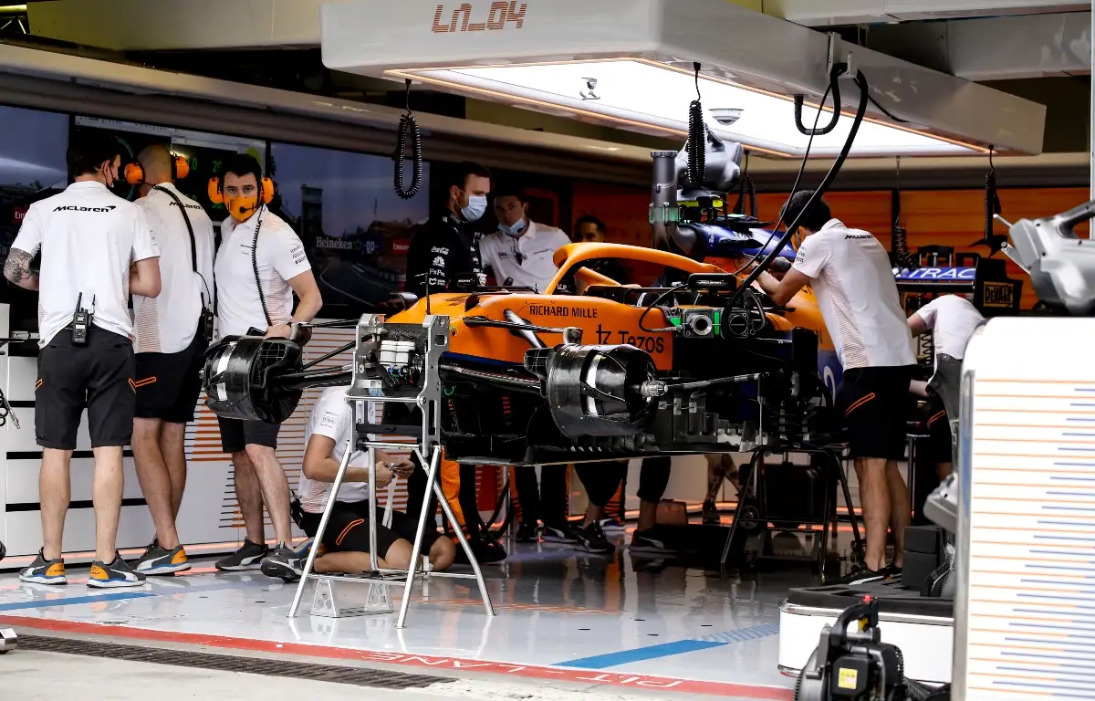 The McLaren garage at Monza. Italy September 2021