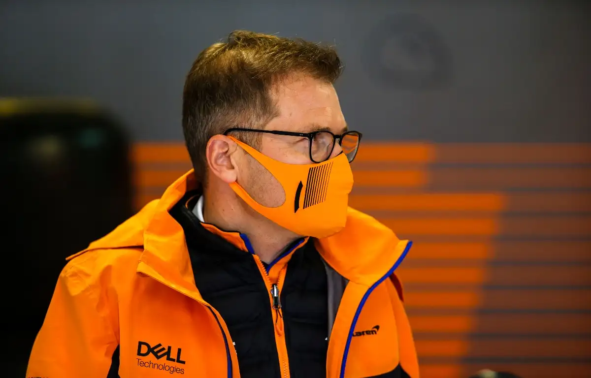 Andreas Seidl in the McLaren garage at Sochi. Russia September 2021