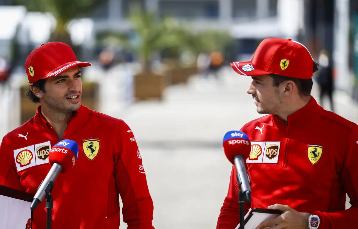 Carlos Sainz and Charles Leclerc speaking to Sky. Turkey October 2021