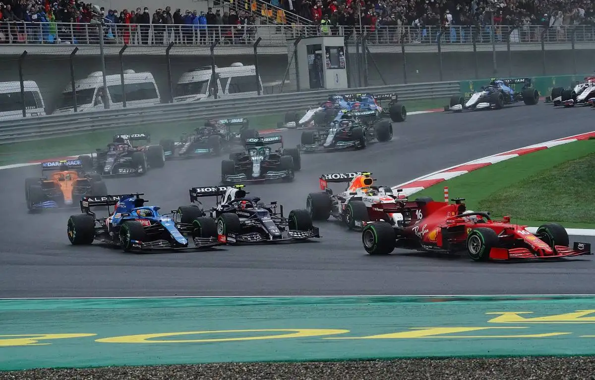 First corner of the Turkish Grand Prix. Istanbul October 2021.