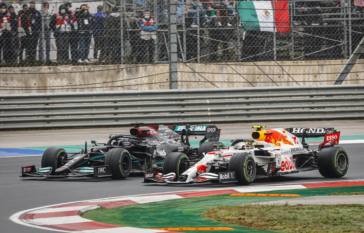 Lewis Hamilton and Sergio Perez side by side. Turkey October 2021
