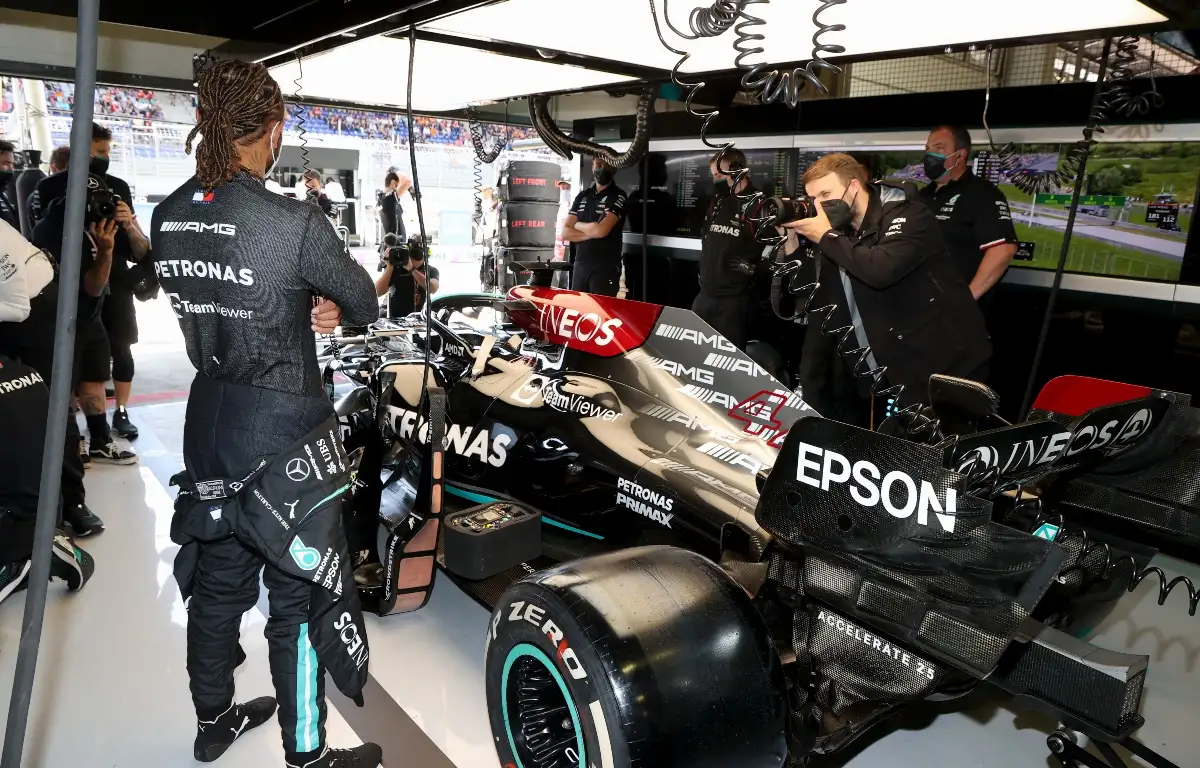 Lewis Hamilton alongside his car. Austria July 2021