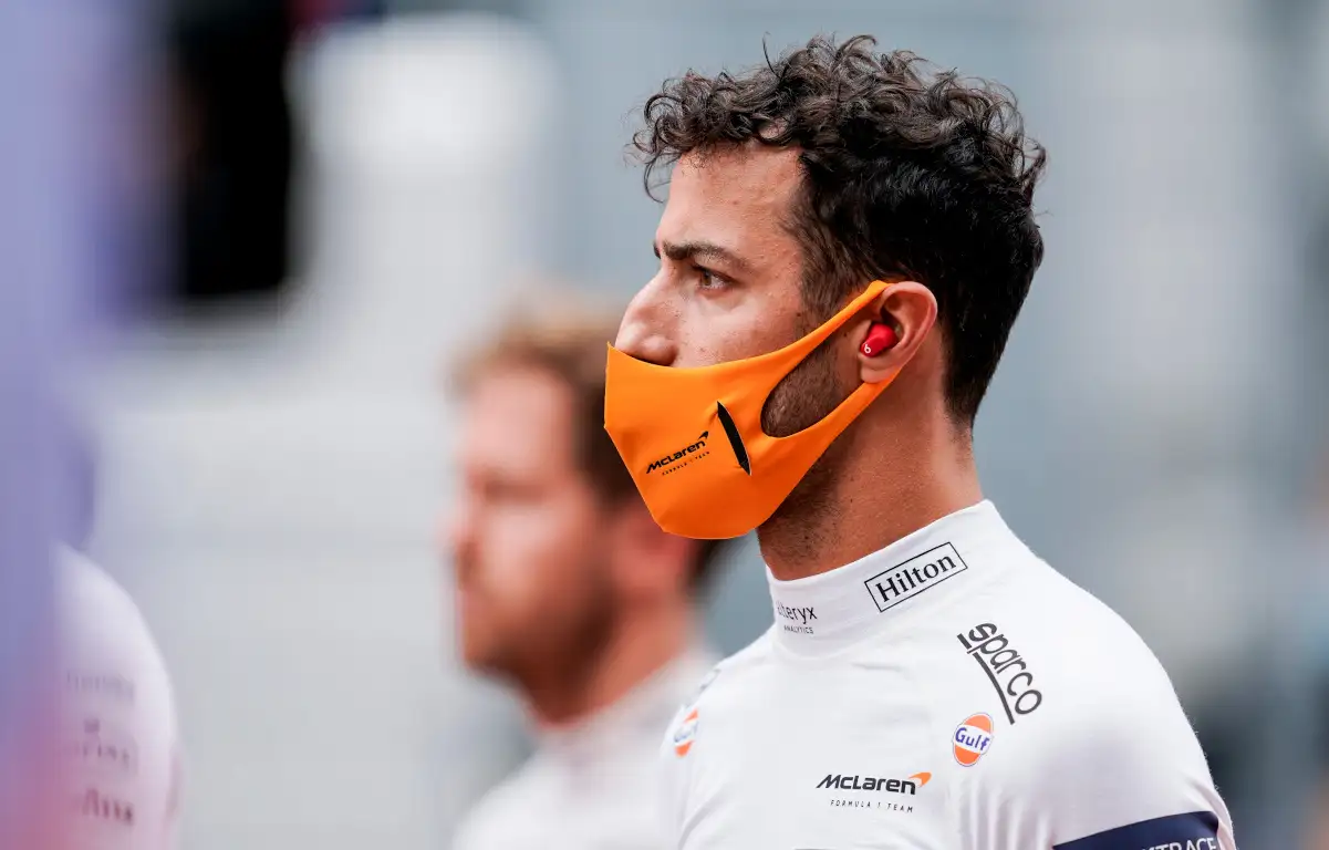 Daniel Ricciardo standing on the grid. Russia September 2021
