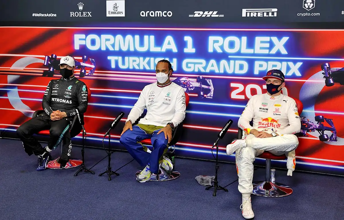 Lewis Hamilton, Max Verstappen and Valtteri Bottas. Istanbul October 2021