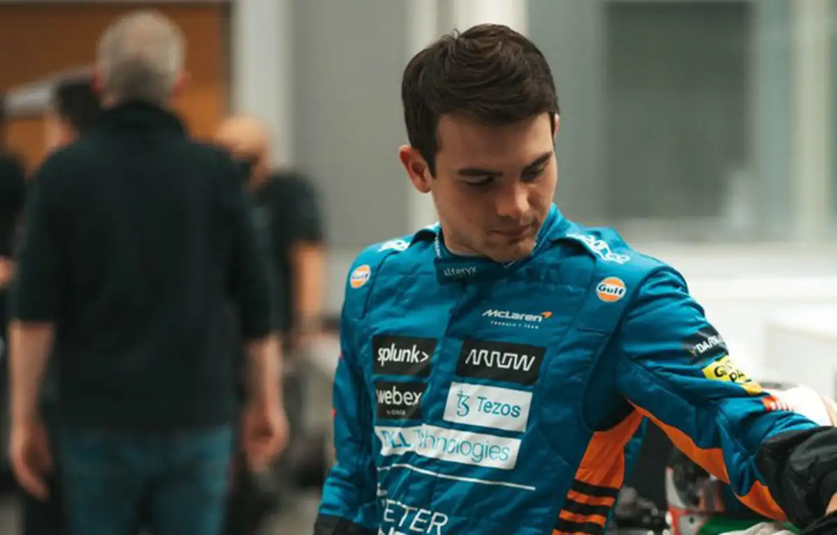 McLaren driver Pato O'Ward undergoing seat fit. October 2021