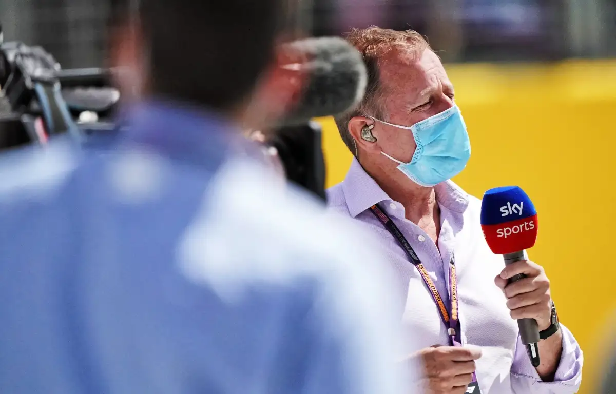 Martin Brundle holding a microphone. Great Britain July 2021