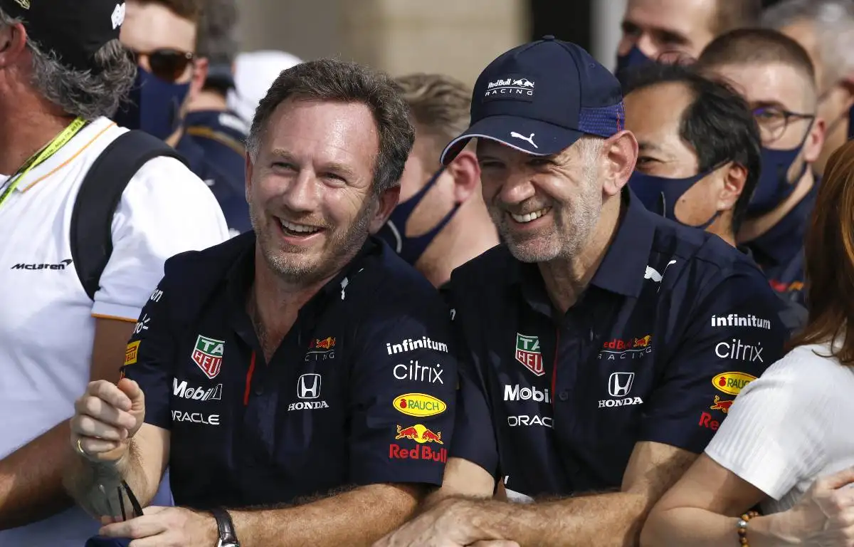 Christian Horner standing next to Adrian Newey at the United States GP. Austin October 2021.