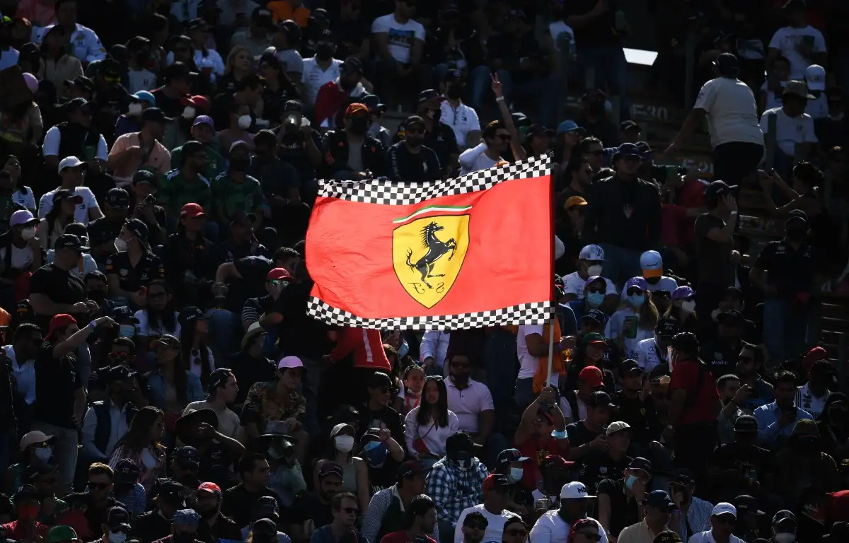 A Ferrari flag in the crowd. Mexico, November 2021.