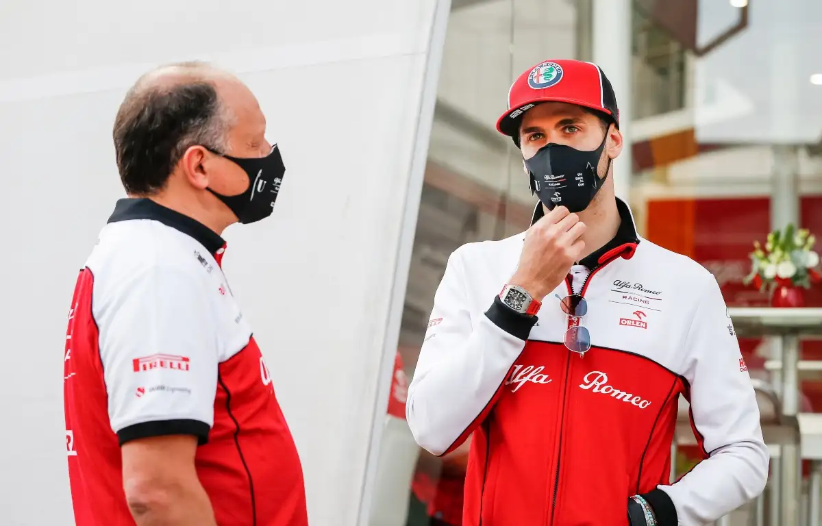 Frederic Vasseur and Antonio Giovinazzi in conversation. Italy October 2021