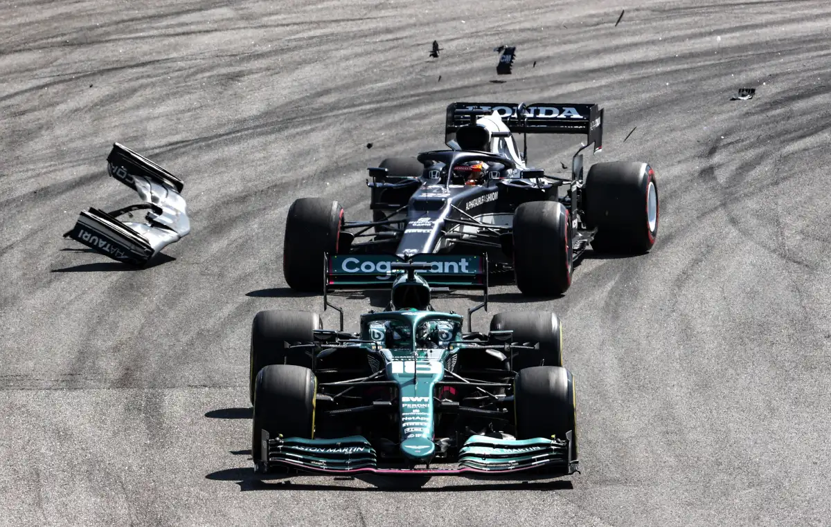 Yuki Tsunoda and Lance Stroll crash. Brazil November 2021