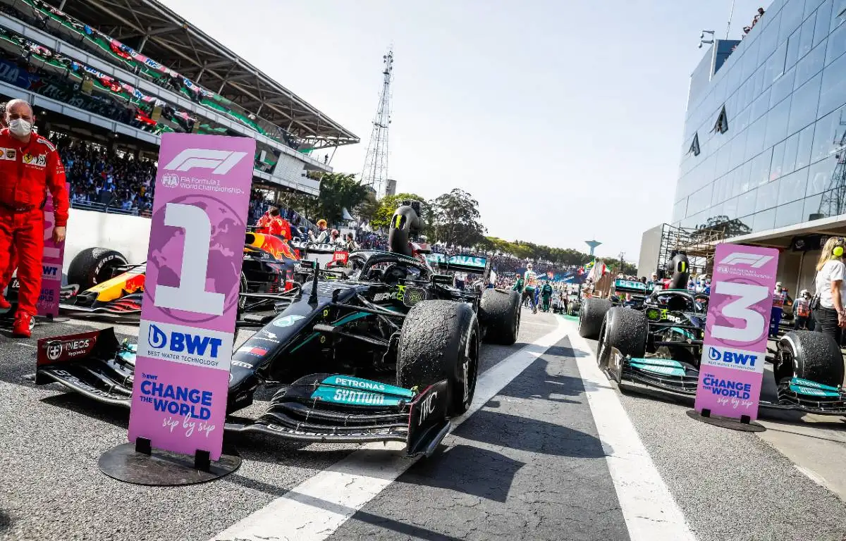 Lewis Hamilton parked in No 1 spot after Sao Paulo GP. Interlagos November 2021.