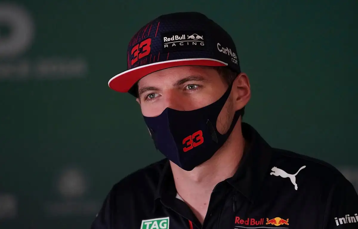 Max Verstappen is interviewed in the paddock. Qatar November 2021.