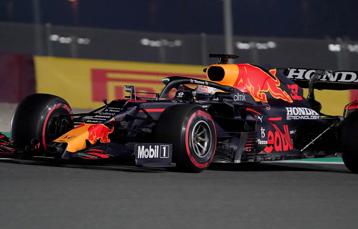 Max Verstappen drives in practice. Qatar November 2021.