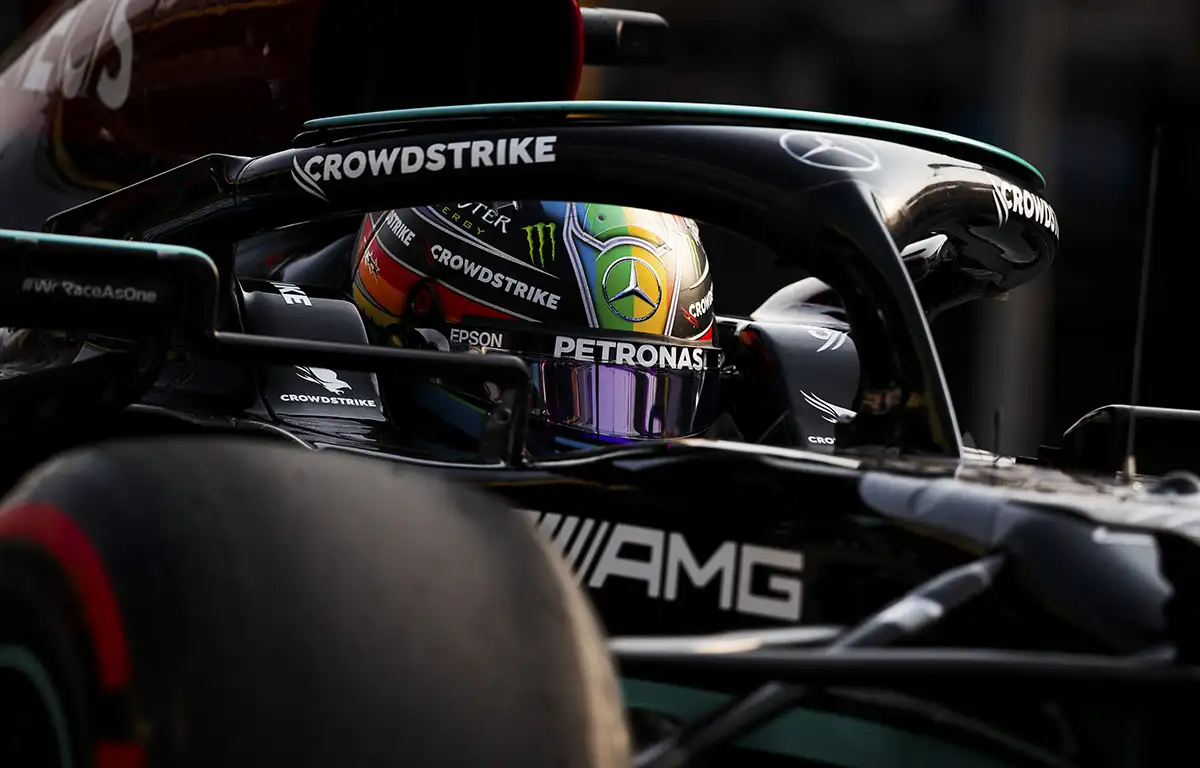Lewis Hamilton in action at the Qatar Grand Prix. Doha November 2021