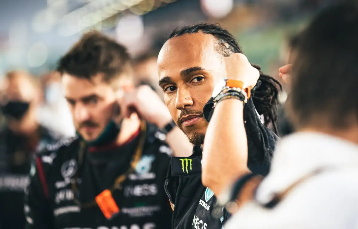 Lewis Hamilton, Mercedes, looking intense. Qatar, November 2021.