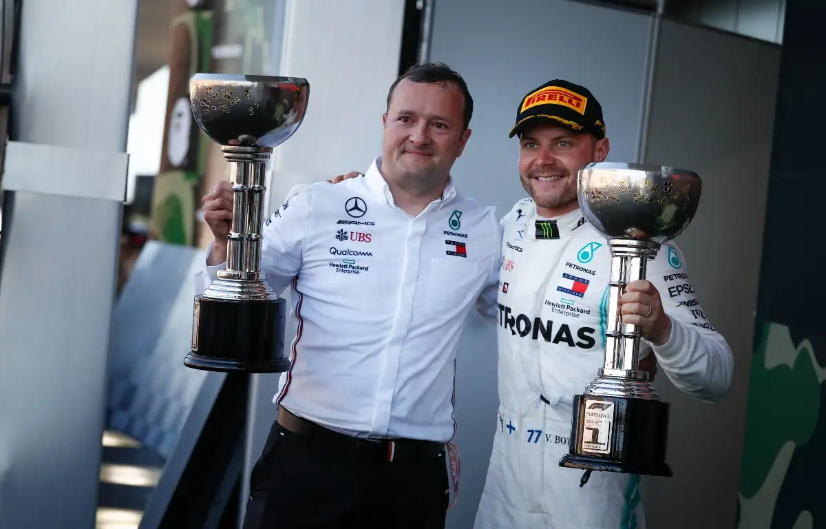 Eric Blandin and Valtteri Bottas hold the winner trophies. Japan, October 2019.