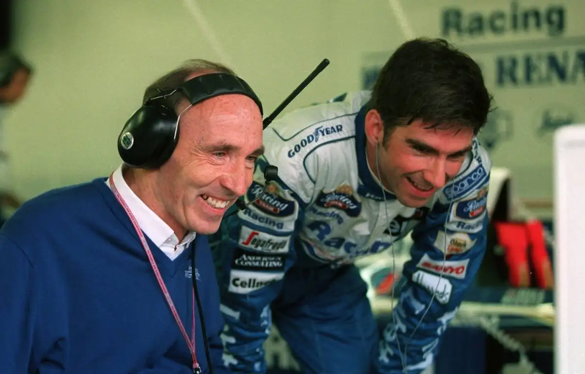 Sir Frank Williams and Damon Hill during German GP practice. Hockenheim July 1995.