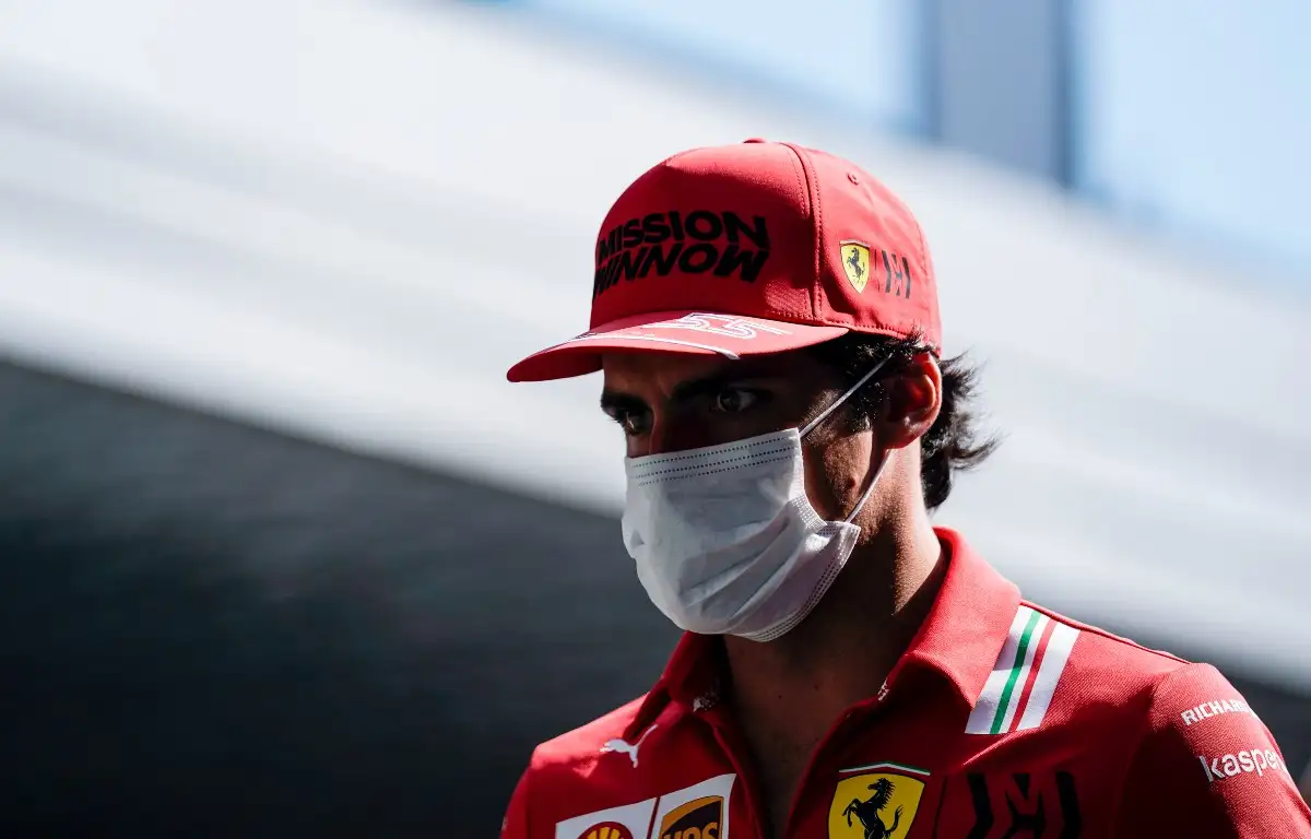 Carlos Sainz, Ferrari, focused in Saudi Arabia. December 2021.