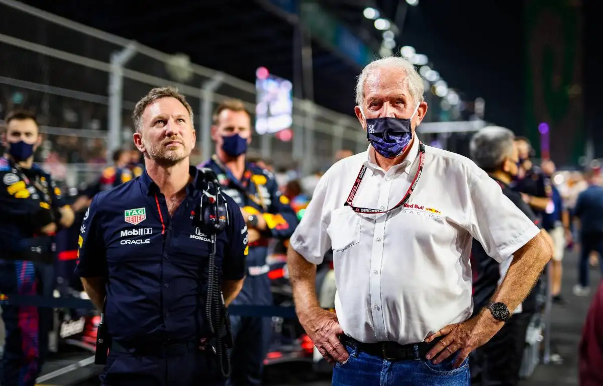 Christian Horner and Helmut Marko at the Saudi Arabian GP. Jeddah December 2021.