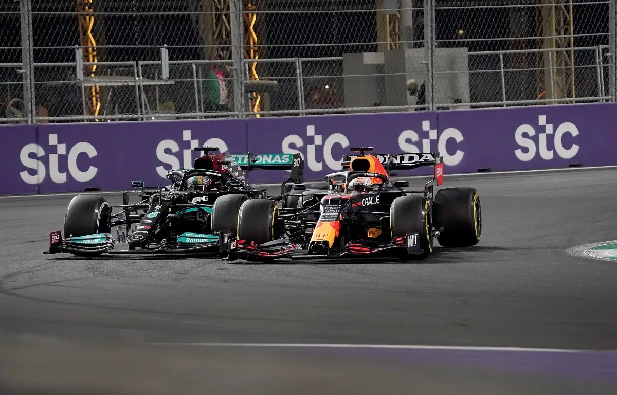 Lewis Hamilton and Max Verstappen side-by-side. Saudi Arabia December 2021