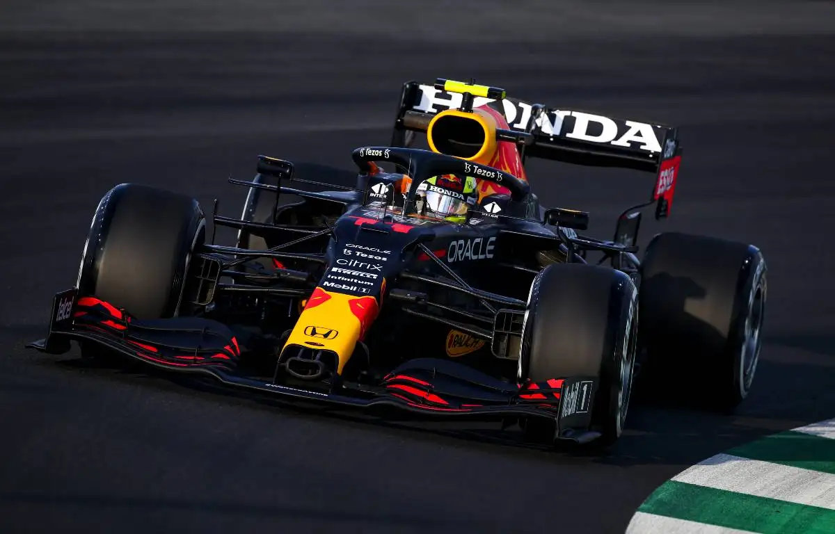 Sergio Perez's Red Bull during Saudi Arabian GP practice. Jeddah December 2021.