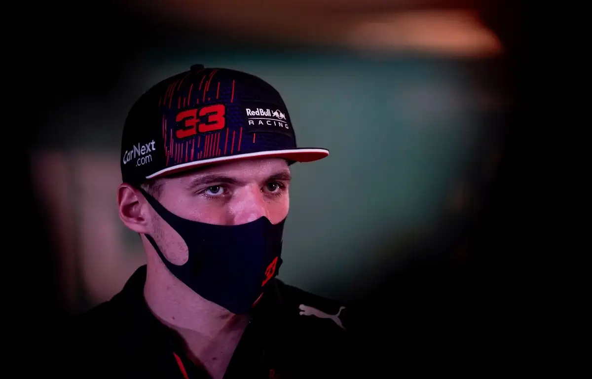 A close-up of Max Verstappen looking serious. Abu Dhabi December 2021