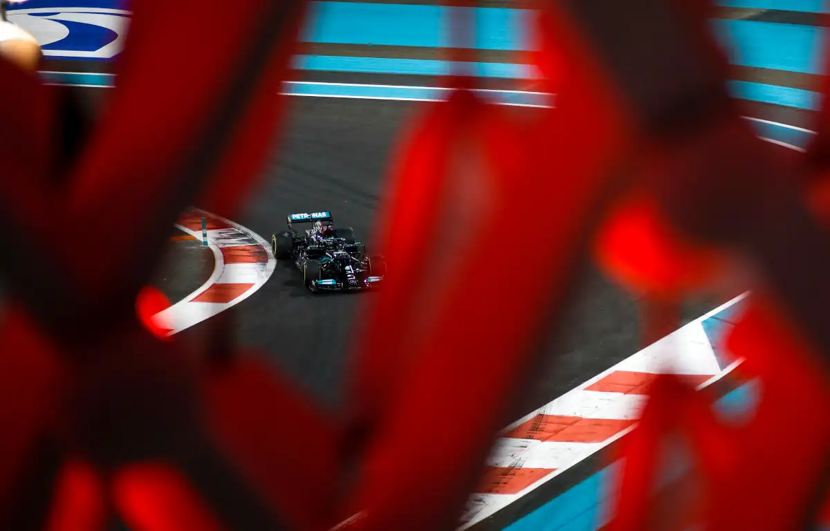 Lewis Hamilton does a lap. Abu Dhabi December 2021