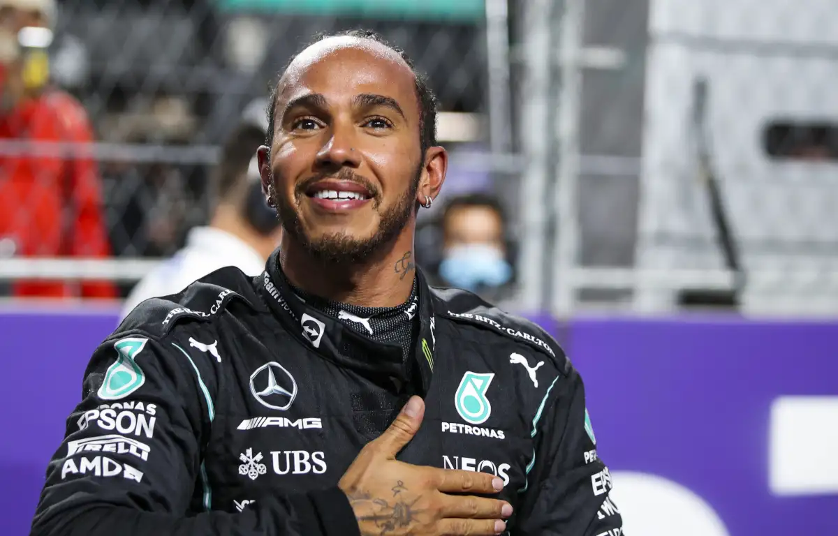 Lewis Hamilton with his hand on his heart. Abu Dhabi December 2021