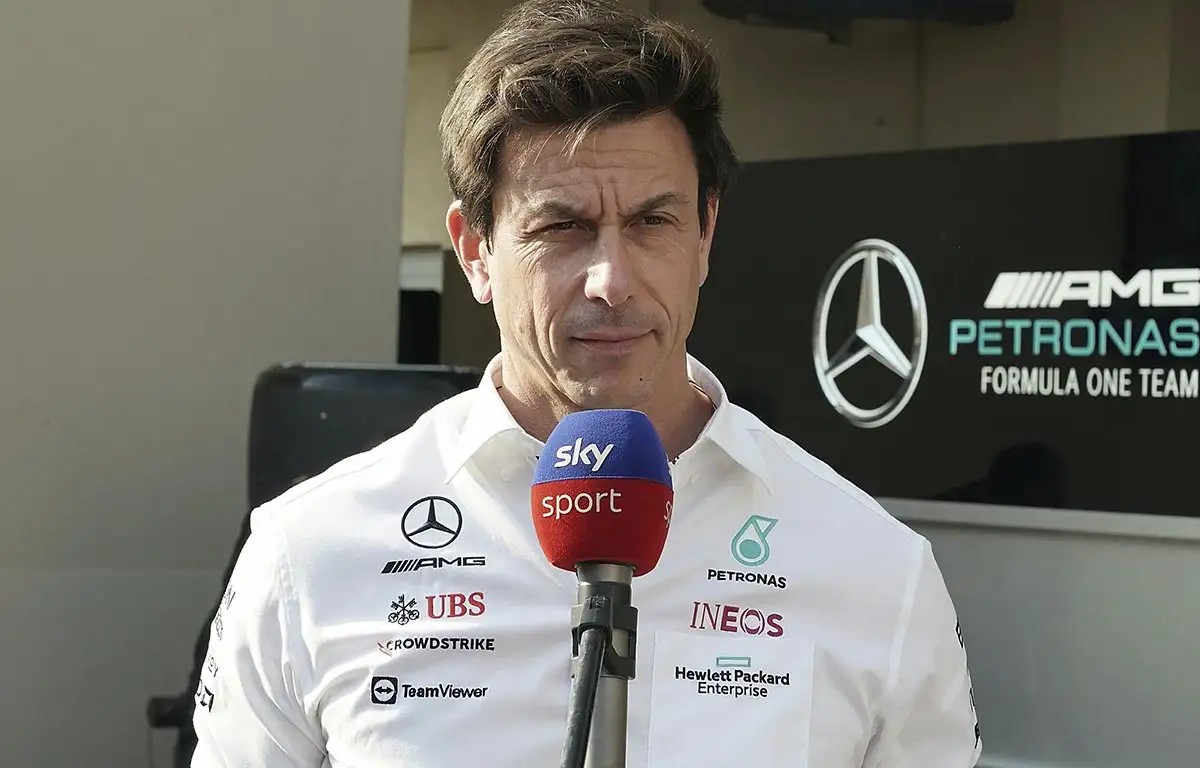 Mercedes team principal Toto Wolff being interviewed. December 2021