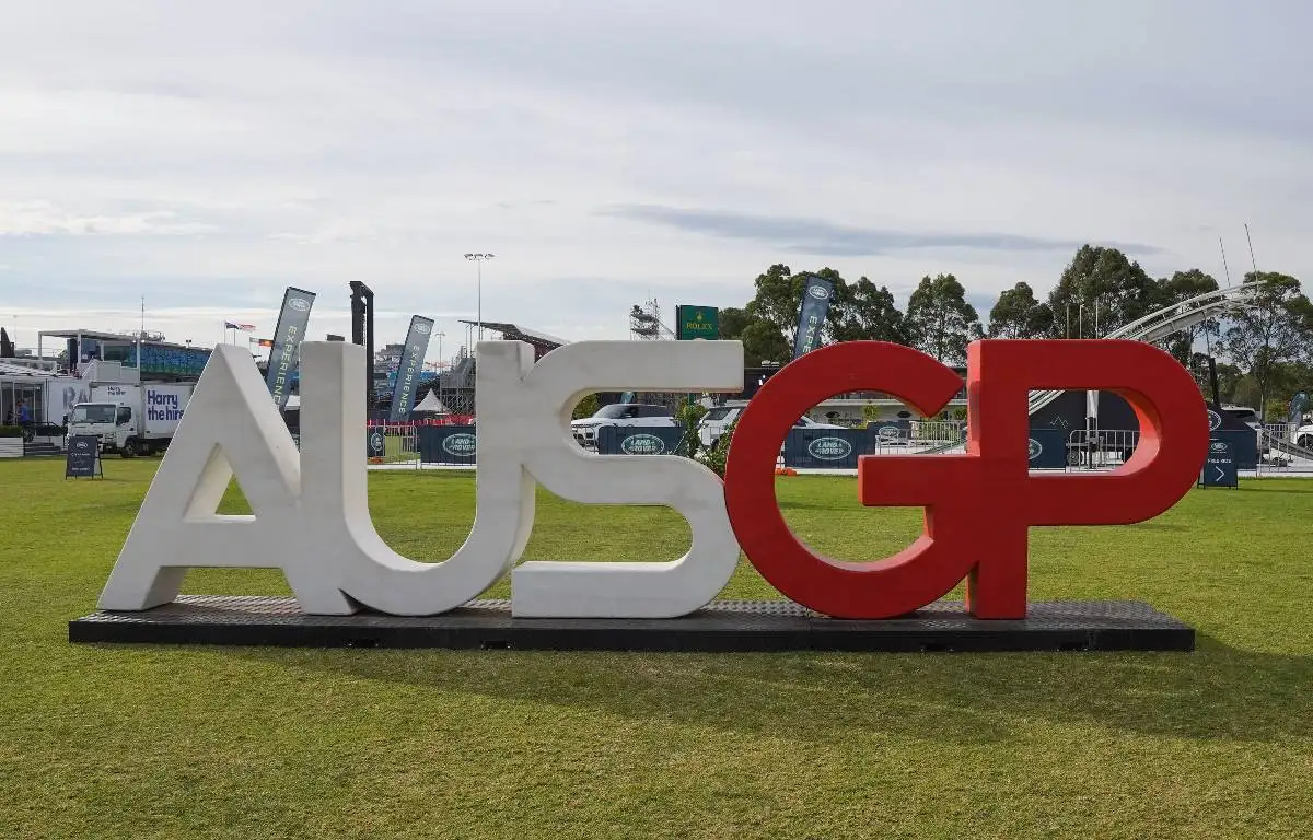 A sign promoting the Australian GP. Melbourne March 2020.