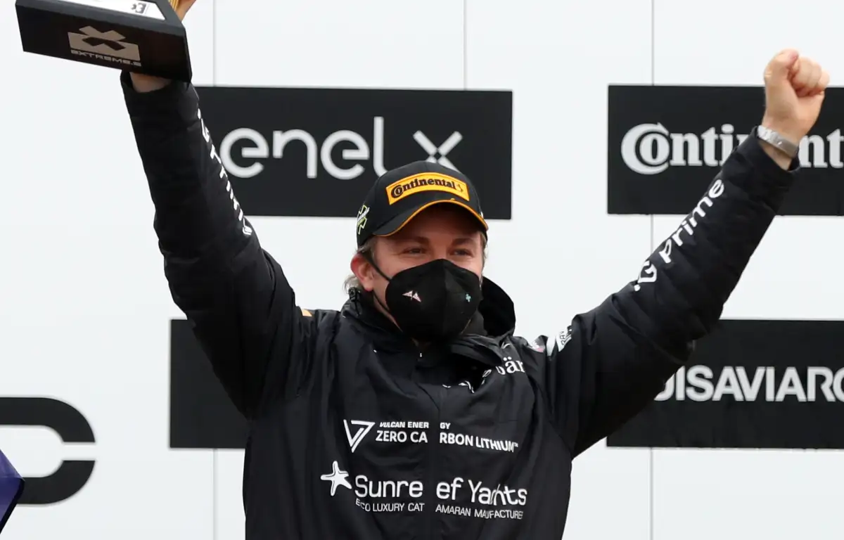 Nico Rosberg celebrates. Extreme E finale December 2021.
