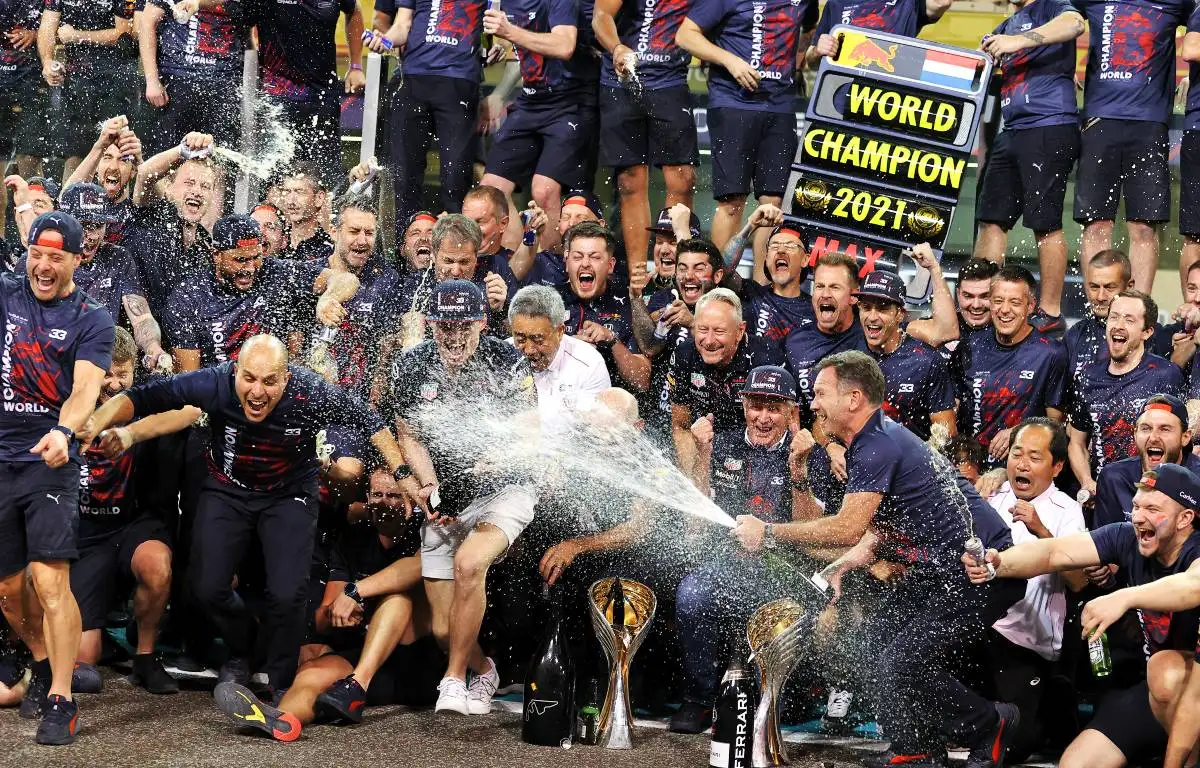 红牛庆祝马克斯Verstappen世界锦标赛成功阿布扎比2021年12月