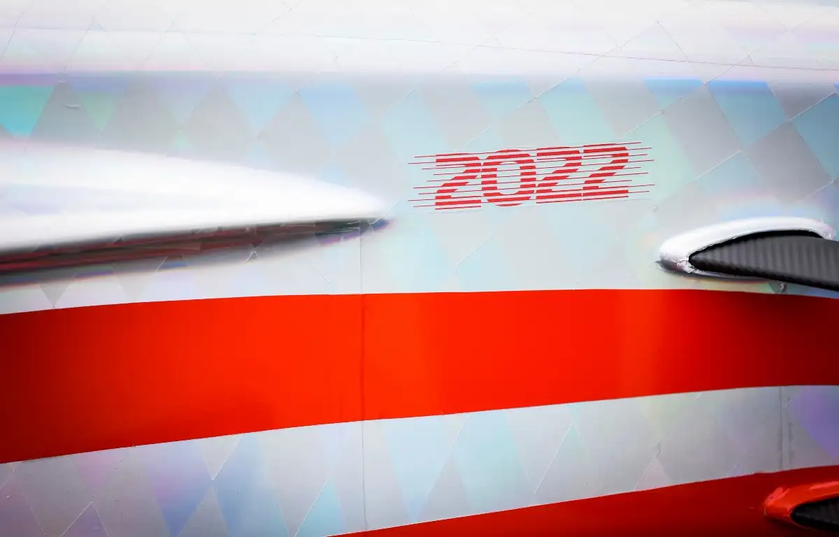 A close up of the side the Formula 1 2022 prototype. Silverstone July 2021