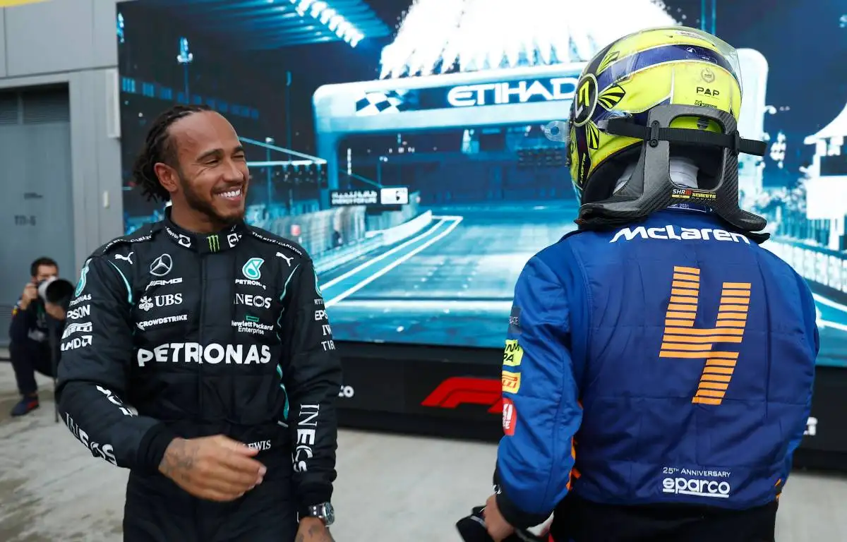 Lewis Hamilton and Lando Norris talk. Russia, September 2021.