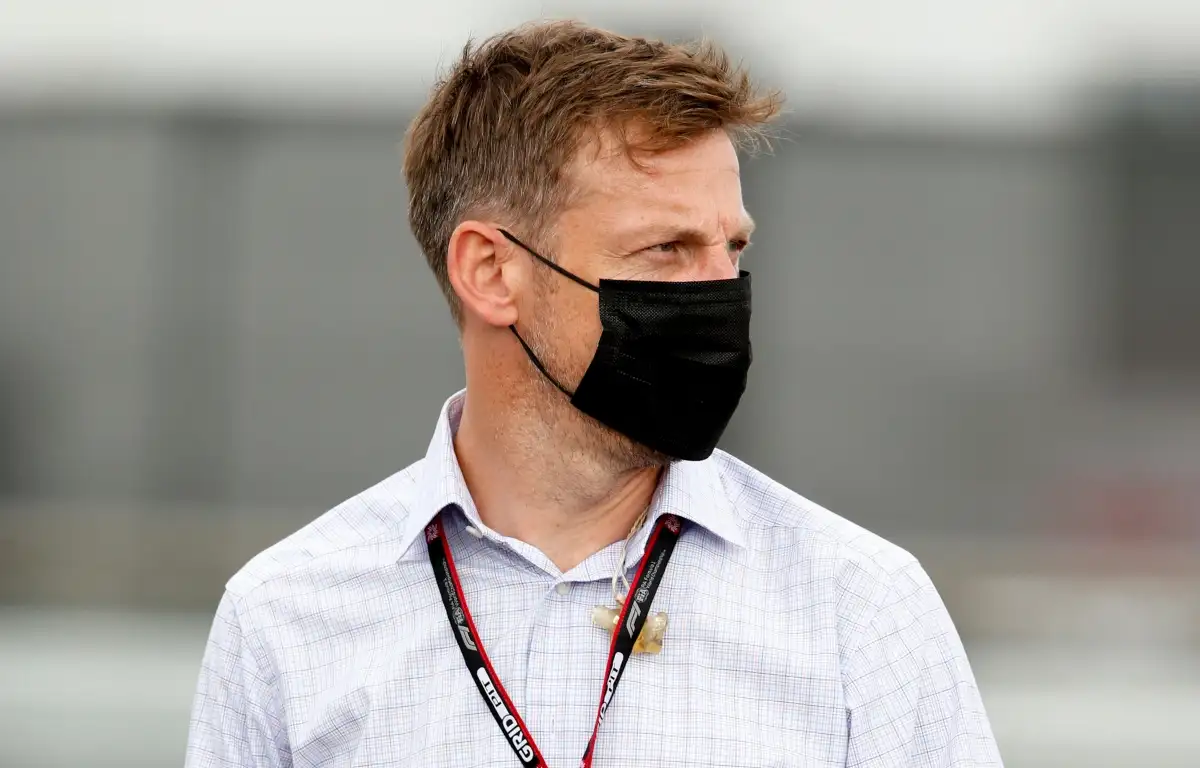 Jenson Button walking through the Silverstone paddock. Great Britain July 2021