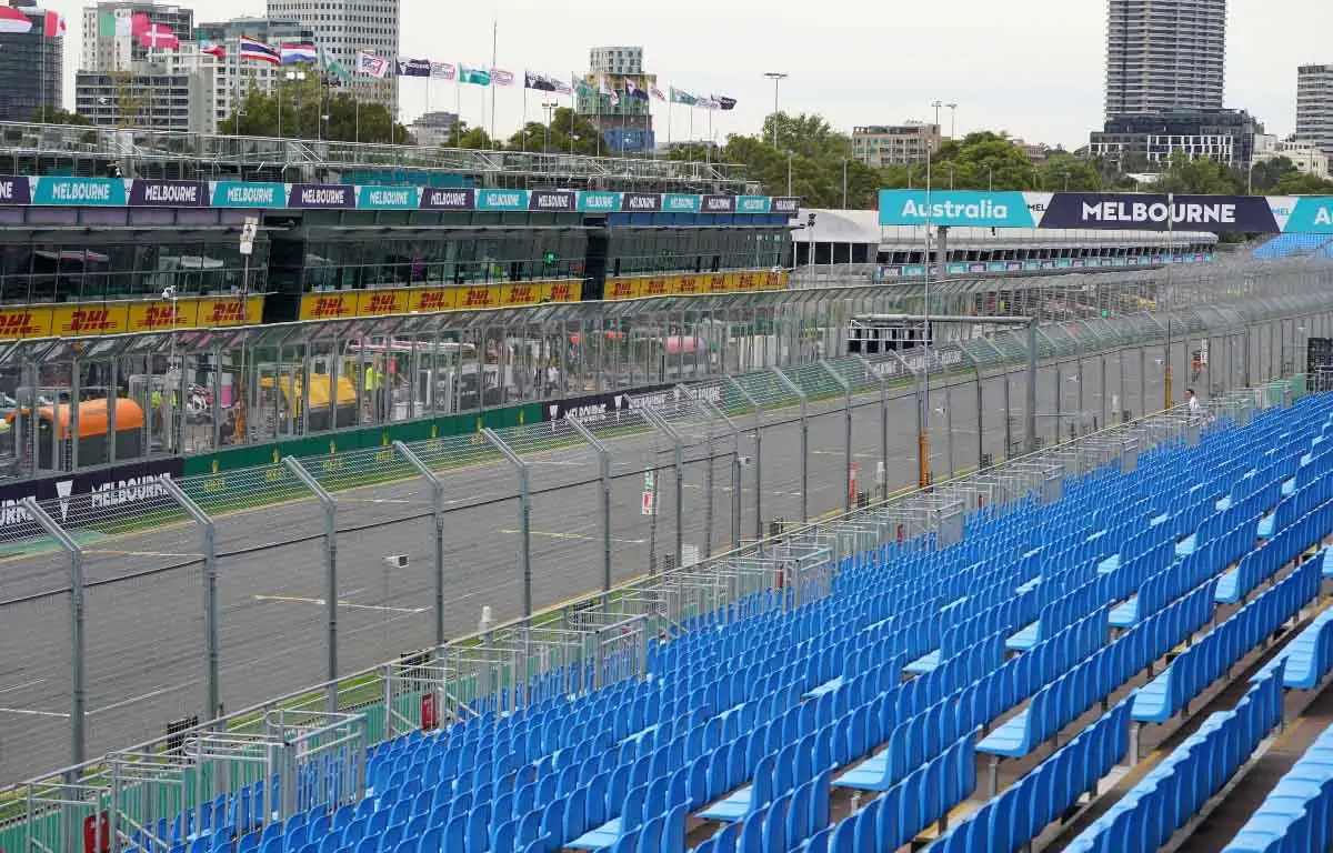 Australian GP host track Albert Park pit straight. March 2020.