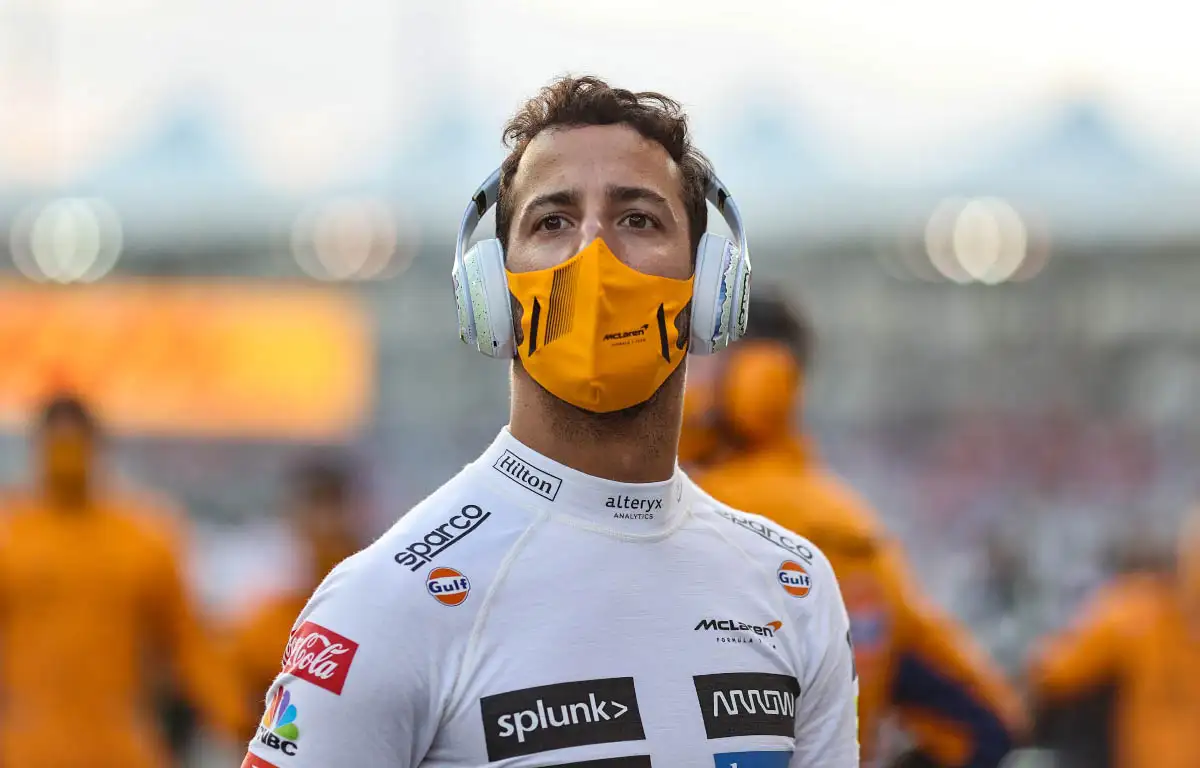 Daniel Ricciardo listens to music. Abu Dhabi December 2021.