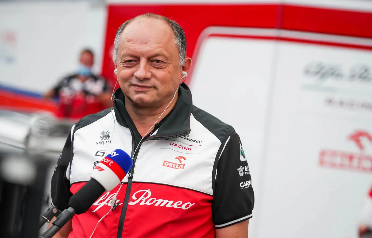Alfa Romeo team principal Frederic Vasseur is interviewed. Sao Paulo November 2021.