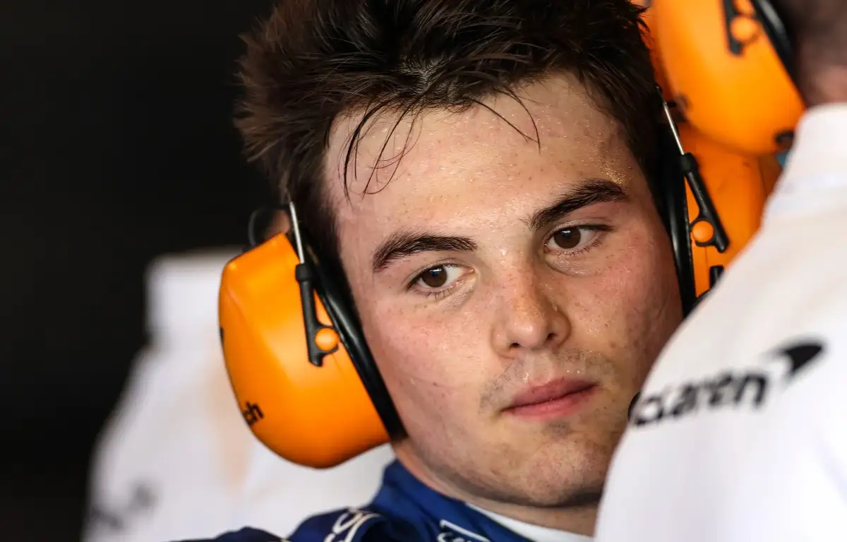 Pato O'Ward in the McLaren garage at the end-of-season test. Abu Dhabi December 2021.